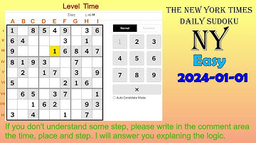 The New York Times Daily Sudoku 2024-01-01 Easy