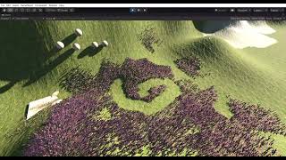 InfiniGRASS URP New feature, permanent grass shaping, multiple interactors curving paths in grass