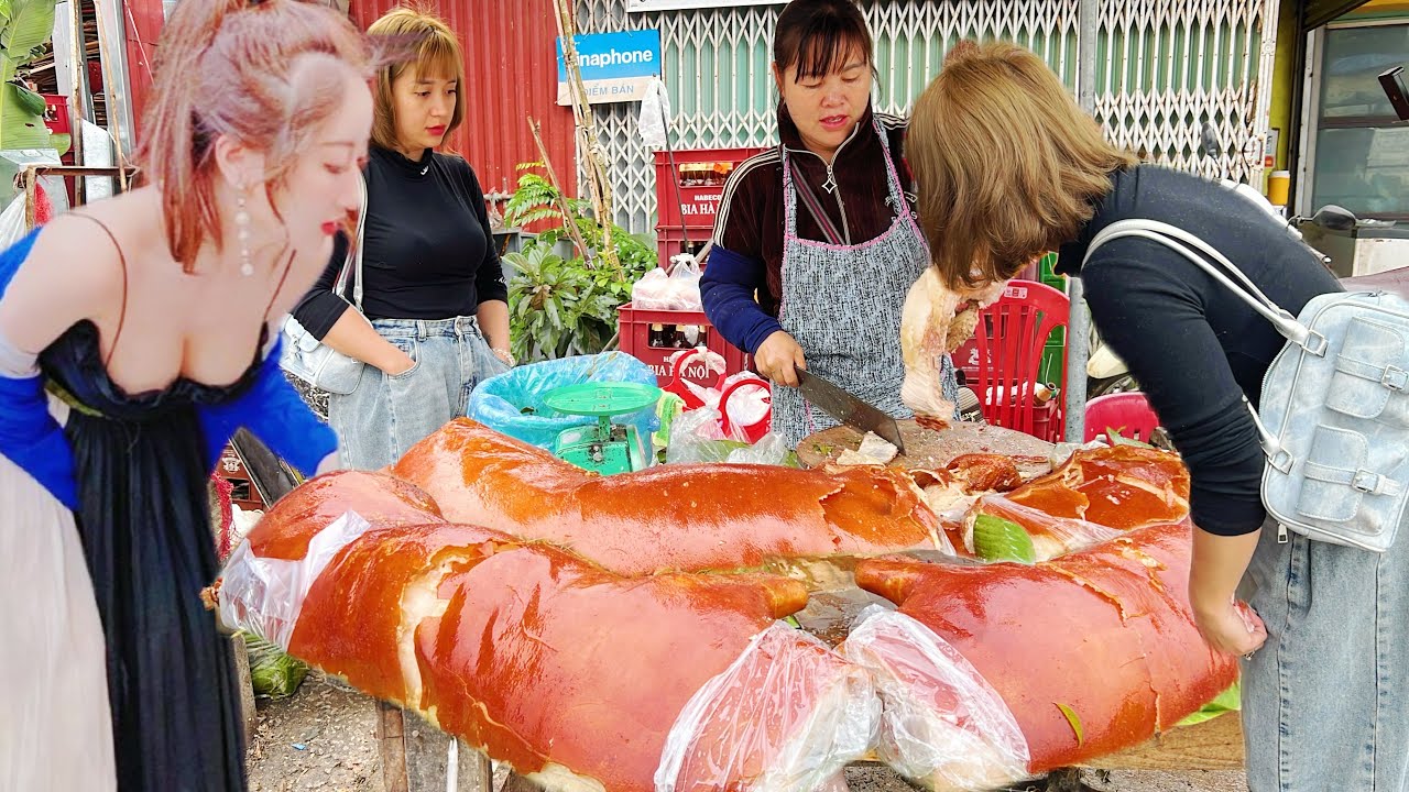 The girls sell whole roasted P.I.G.S at the small market, but many people line up to buy them