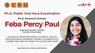 Ph.D. Viva Voce of Feba Percy Paul, discipline of Psychology