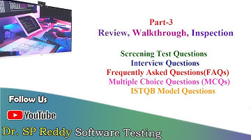#SE28|| Interview Questions Review Walkthrough Inspections Part3|| ISTQB Questions||By Dr. SP Reddy