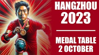 2023 Asian Games Hangzhou | Medal Table | 2 October (Day 9) #asiangames