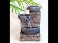 3tier flowing bowls waterfall tabletop fountain with led light