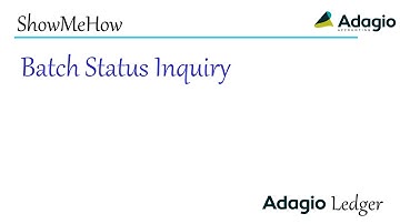 Adagio Ledger - Batch Status