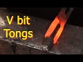 Forging V bit blacksmiths tongs