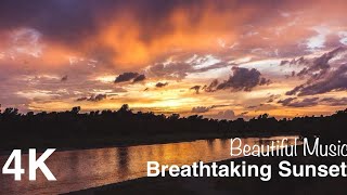 4K sunset River π₯ - breathtaking Calm and relaxing music