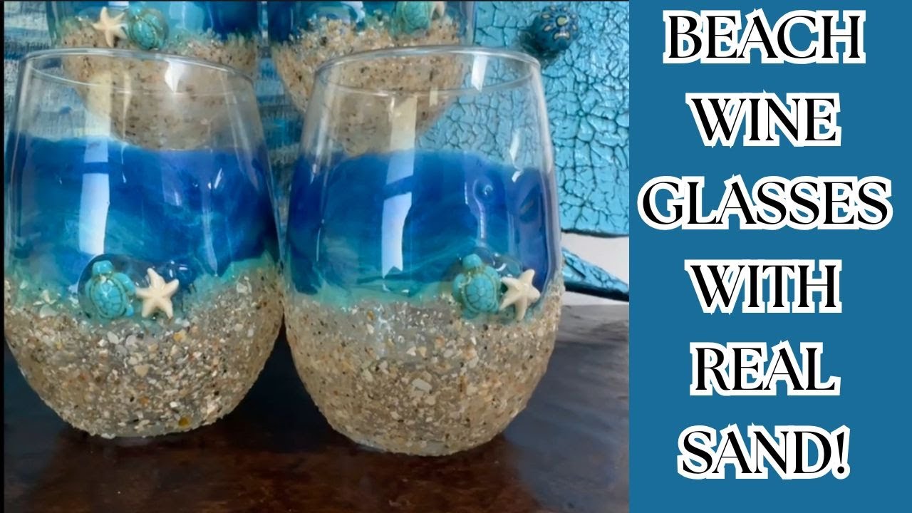 RESIN PAINTED WINE GLASSES WITH REAL SAND! 2 fool-proof methods. 
