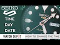 How to set the day date  time on a seiko 5 watch