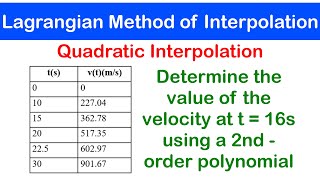 🟢13b - Lagrange Method of Interpolation: Quadratic Interpolation