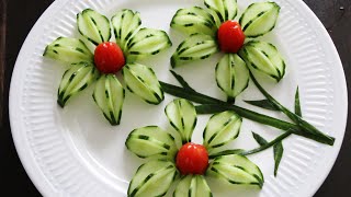 Super Vegetable Cucumber Flower Decoration Ideas - Cucumber Carving Garnish