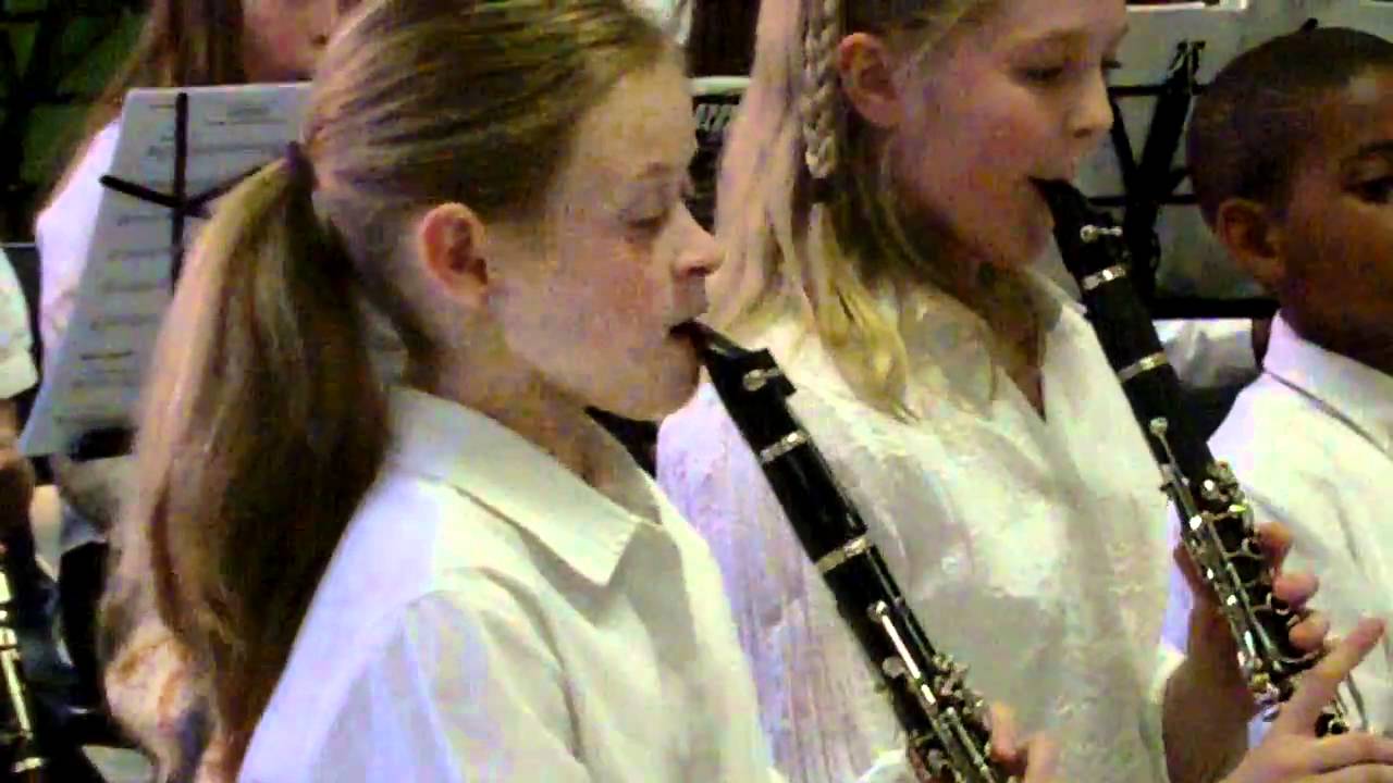 Olivia at her first band concert 4th grade Kittredge School