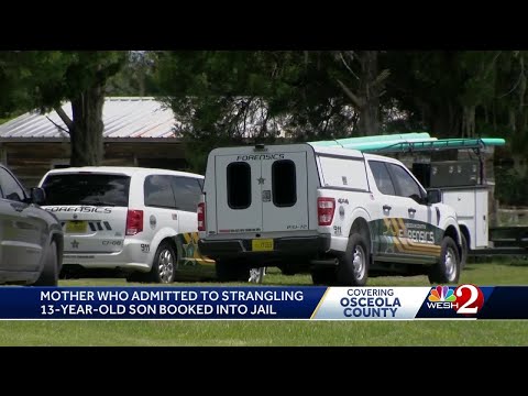 Mom charged with strangling son, 13