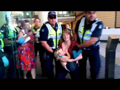 Protester evicted while breastfeeding baby