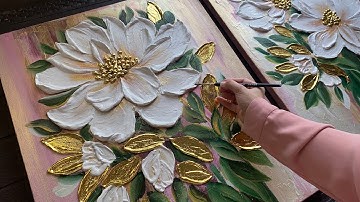 "Creating 3D Flowers: The Technique of Texture Paste and Gold"