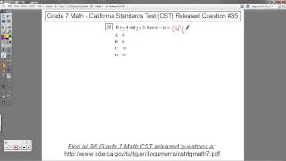 Grade 7 Math - CST Released Question #35 (Substitution and Simplifying Expressions) Wealth