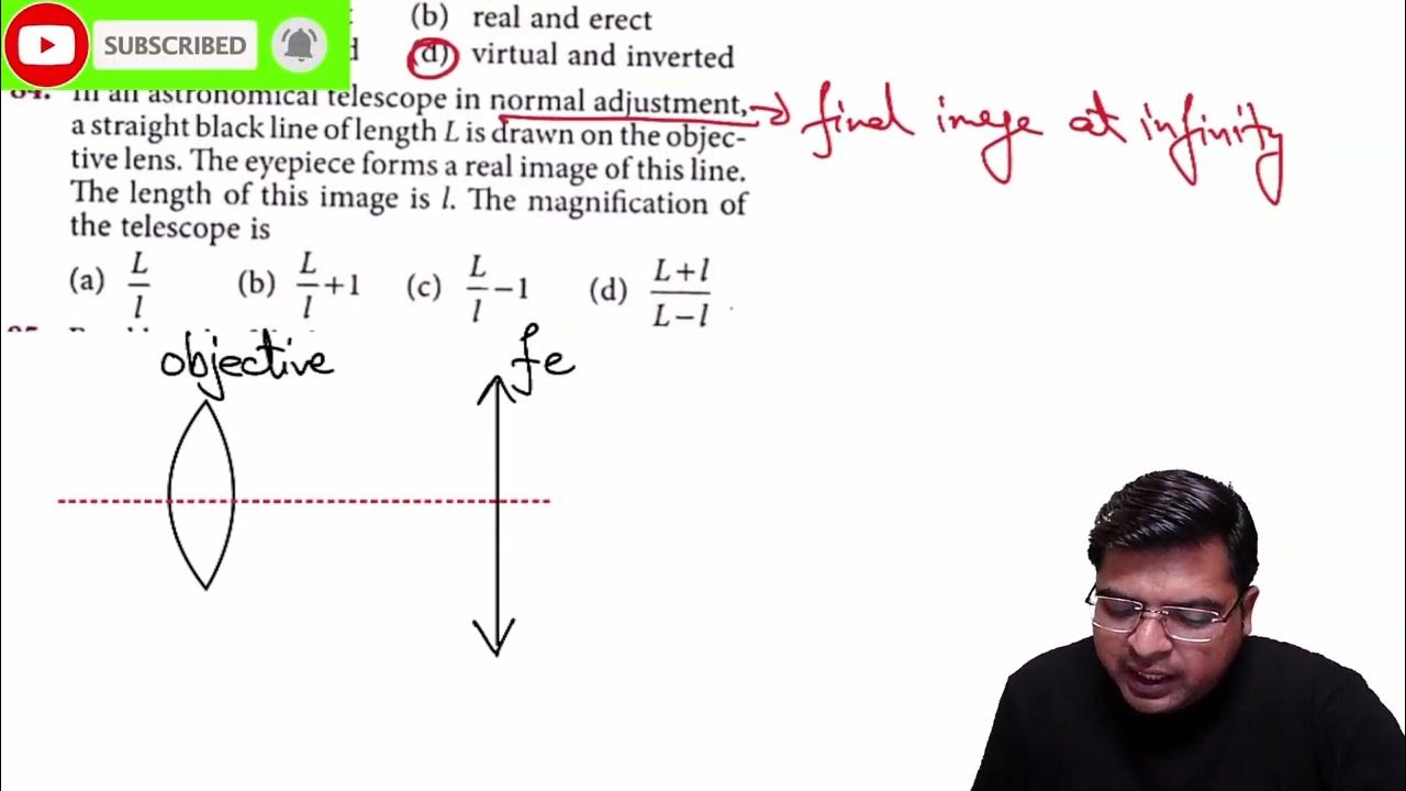 In an astronomical telescope in normal adjustment a straight black line