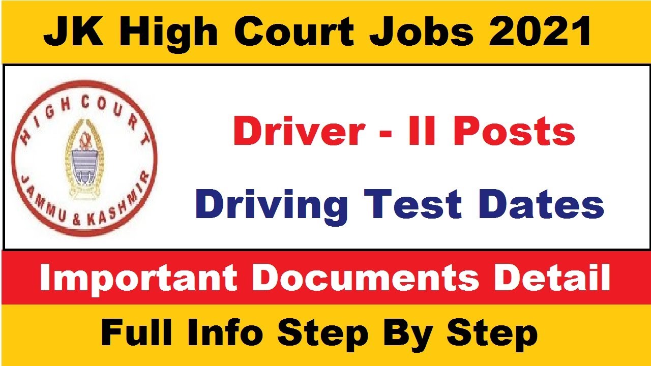 JK High Court Driving Test Dates 2021Released (Series Wise) for Jammu and Kashmir Province, official