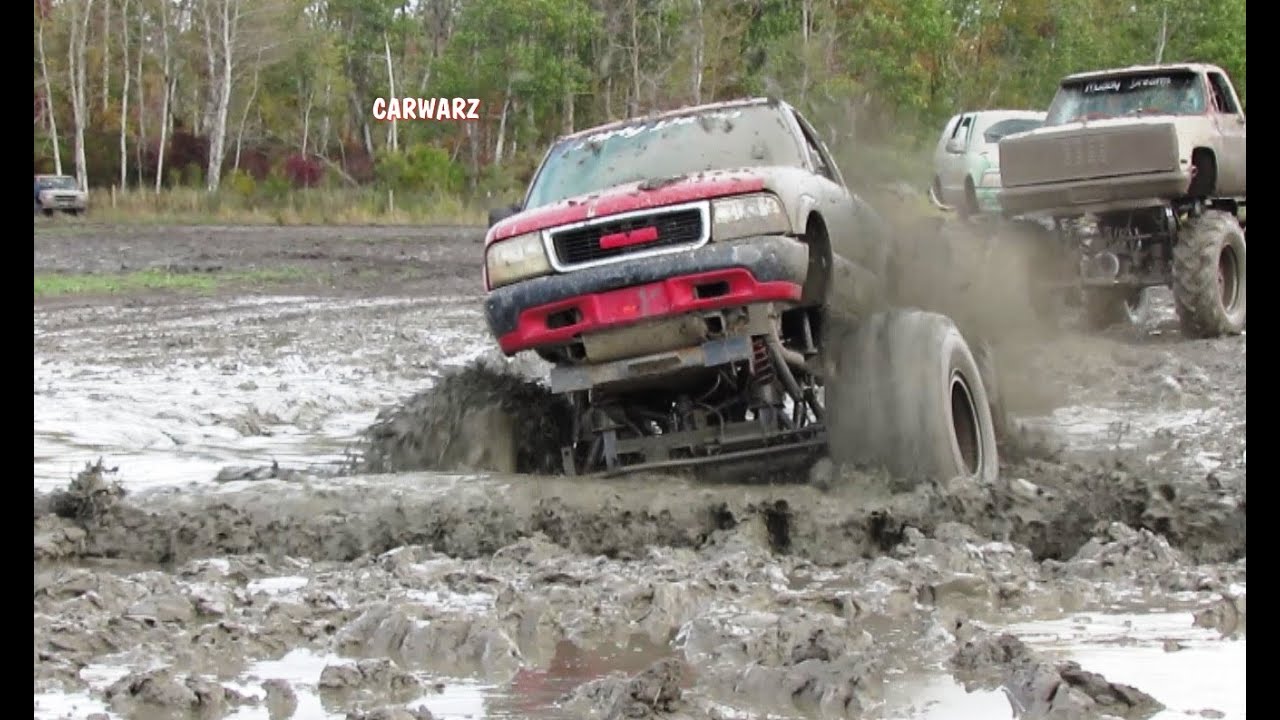 Red GMC At Country Compound Mud Bog - YouTube