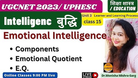 Emotional Quotient For UGC NET Education unit -3 by Monisha Mishra
