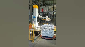 Column robot bagged material palletizing solution.#machine#robotics  #factory #automation