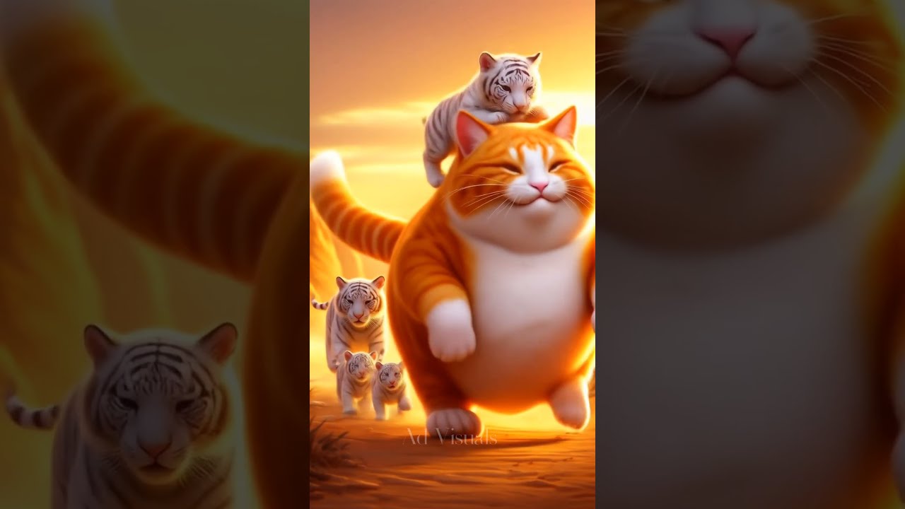 AI Animated Chubby Orange Cat Funny Video Pets Wildlife