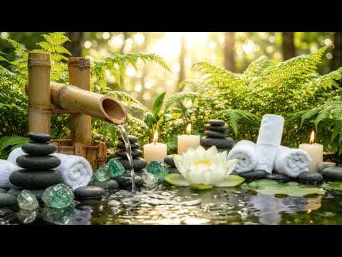 Bamboo Water Fountain + Healing Piano 🌙 Relaxing Sleep Music