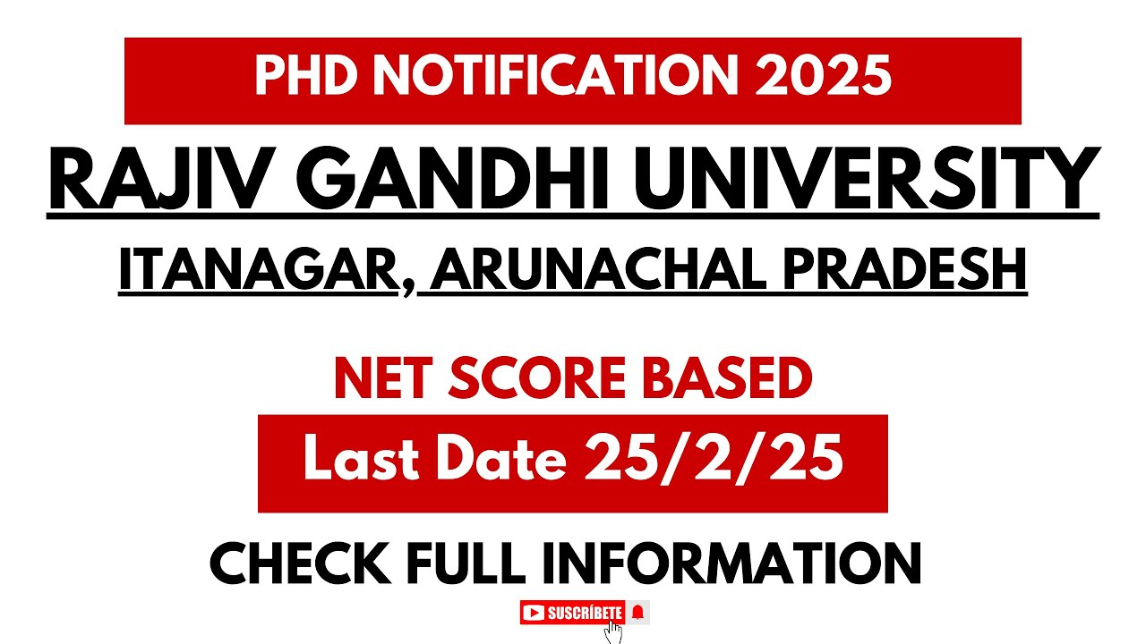 RAJIV GANDHI UNIVERSITY/ ARUNACHAL/ PHD ADMISSION 2025-26/ NOTIFICATION ...