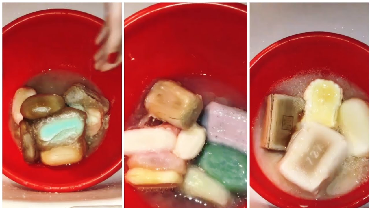 Soaked leftover soaps Asmr 