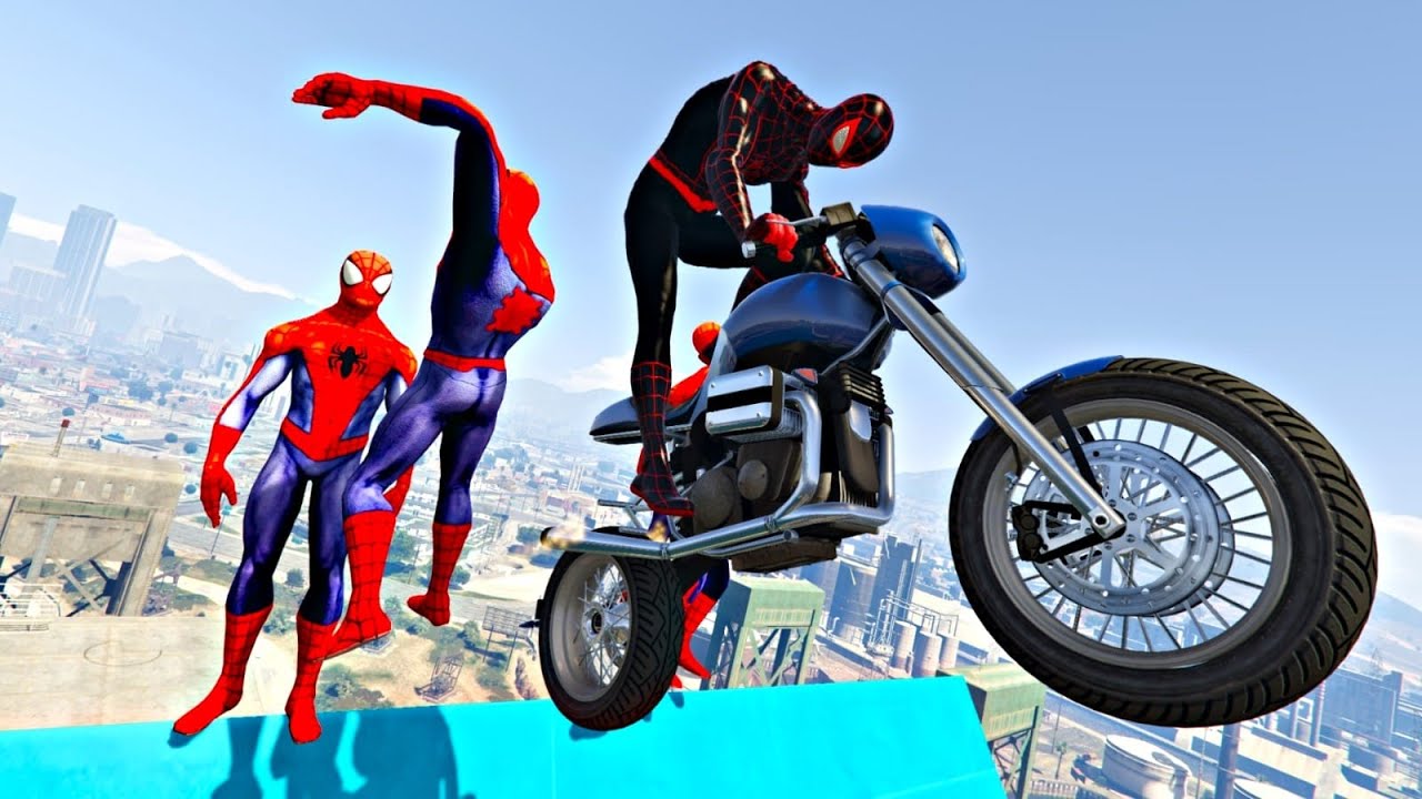 GTA 5 Spiderman Epic Jumps episode 1 - Spider-Man Ramp & Ragdolls