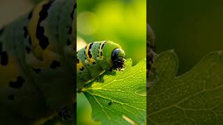 Chubby Caterpillar Eating a Leaf So Fast! 🐛💨