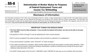 IRS Form SS-8 walkthrough (Determination of Worker Status for Federal Tax Purposes)