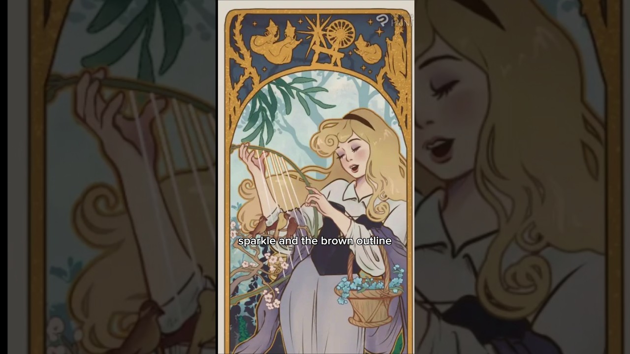 drawing Aurora as an Alphonse Mucha painting 