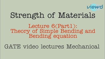 Strength of Materials | Lecture 6| Part 1 |Theory of Simple bending |Bending equation| GATE Lectures