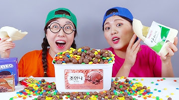 Món tráng miệng sô cô la kem lớn Mukbang DONA by Funs