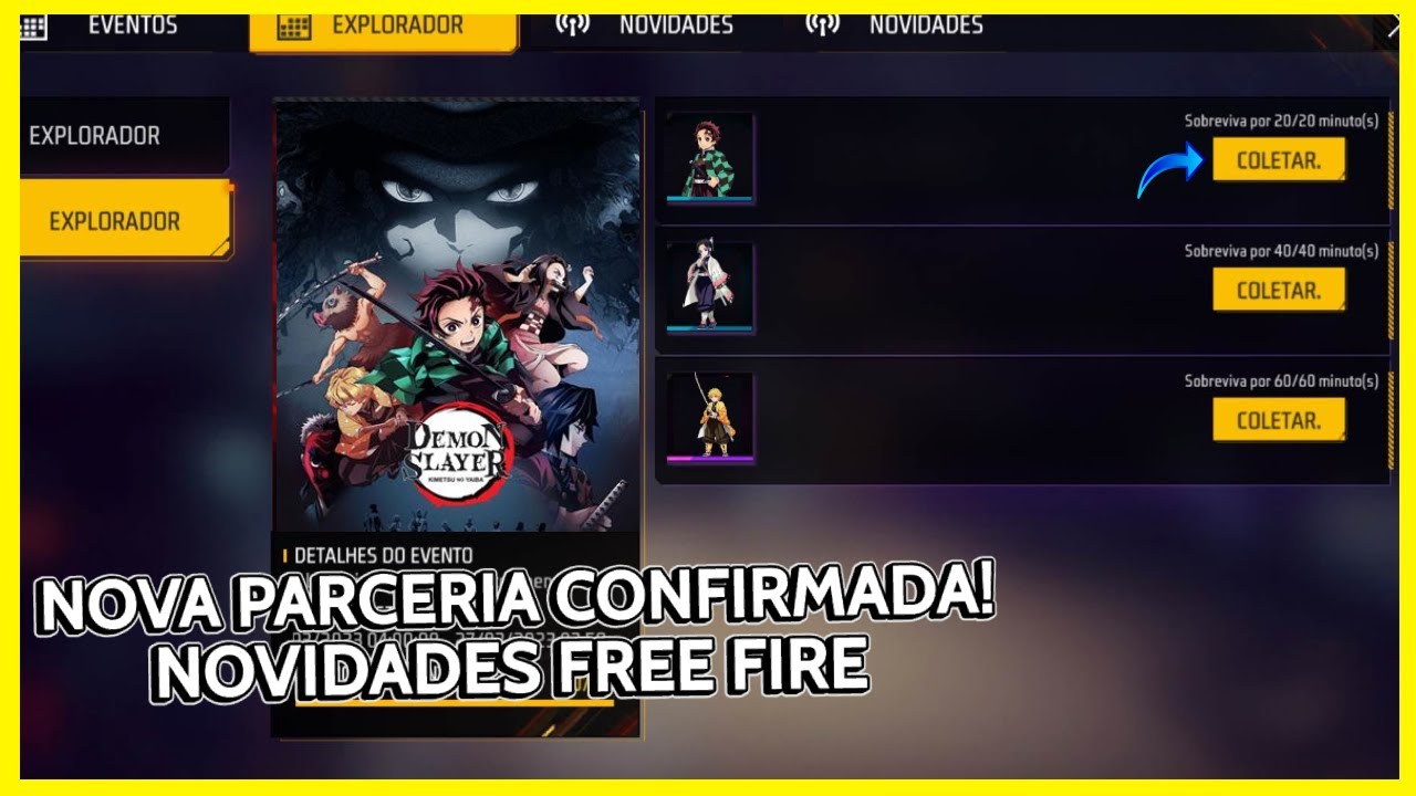 DIAMANTES NO LOBBY DE VOLTA?EVENTO REDENÇÃO VOLTANDO, PARCERIA DEMON SLAYER,  NOVA PERSONAGEM E+ FF 