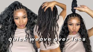 ✨Half Up Half Down Quick Weave over Long Locs✨