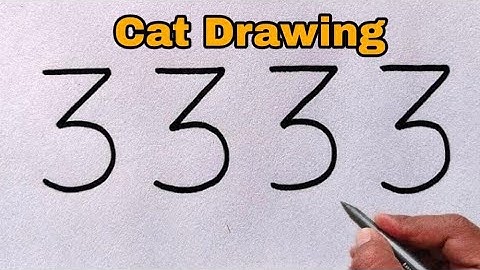How to Draw Cat From 3333 Number | Easy Cat Drawing | Animals Drawing | Number Drawing /Cat Drawing
