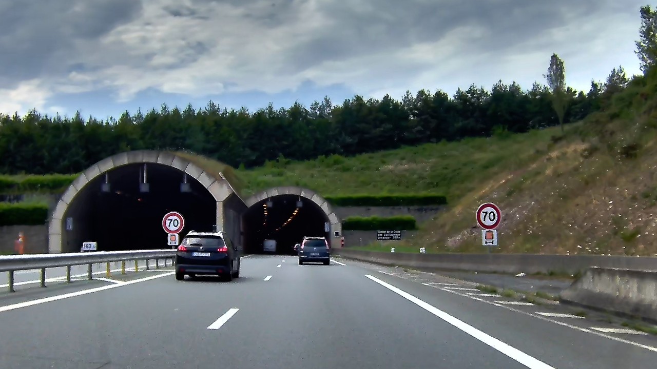 Driving Through a Stunning Tunnel on the A20 Crête des Guillaumaux