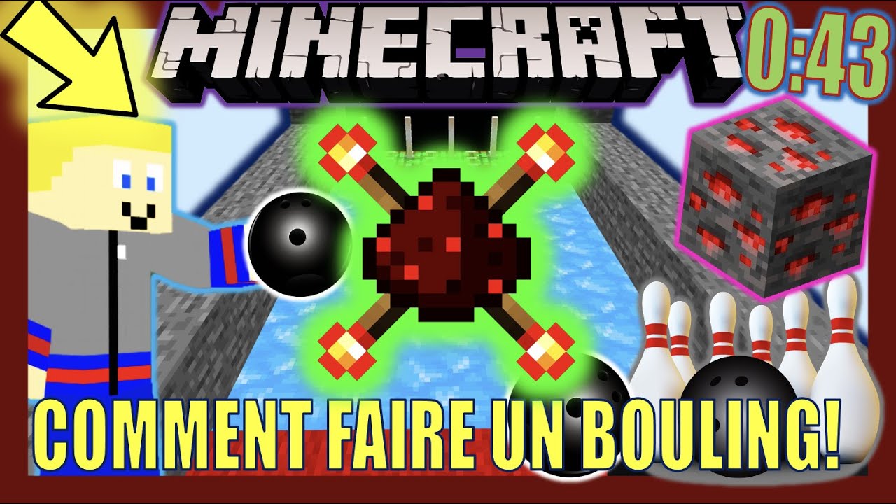 CRÉE UN BOWLING DANS MINECRAFT! Tuto Redstone Rapide! - YouTube