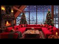 Relaxing Instrumental Christmas Music 🎄 Cozy Fireplace Ambience 🔥 Winter Snowfall Scene ❄️ 3 Hours