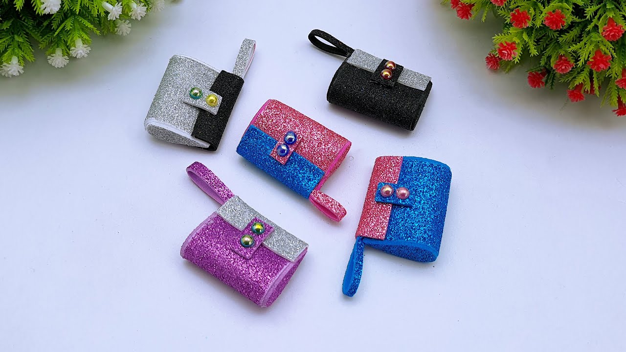 Miniature Hand Bag | glitter foam sheet craft | Mini Hand Bag Keychain Craft