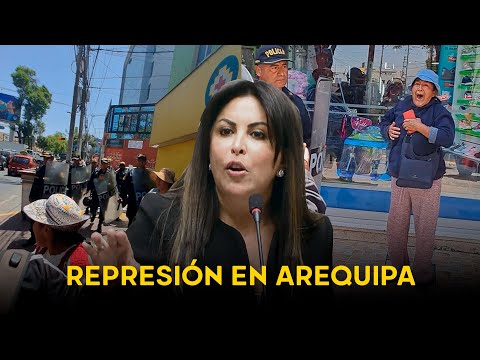 Policía reprime y detiene a manifestantes que rechazaron la llegada de Patricia Chirinos a Arequipa