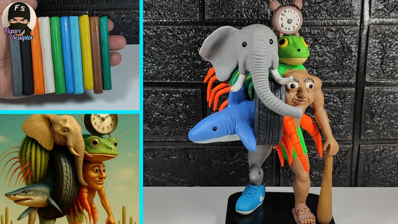 Como Hacer a LA GRANDE COMBINASION 🦈🐸🐘🌵🦐⏰ en Plastilina || Brainrot Italiano 🤯🧠 || Figure Sculptor🖌️