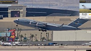Massive C-17 Us Air Force Globemaster Iii, 01-0186 Departs Las Vegas
