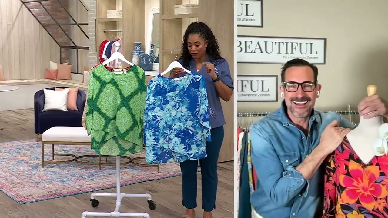 BEAUTIFUL by Lawrence Zarian Paradise Printed V-Neck Blouse on QVC