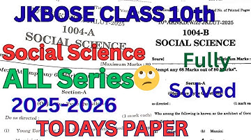 Social science class 10th solved paper | JKbose sst paper solved 2025 | All series solved
