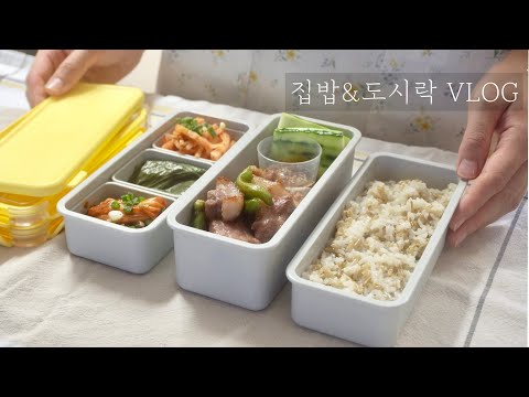 일주일 식단, 이렇게만 하면 완벽👍 집밥&남편 도시락 브이로그 / 깻잎장아찌, 김두부구이, 가지무침, 불닭팽이버섯, 무생채, 호박잎찜, 닭가슴살장조림