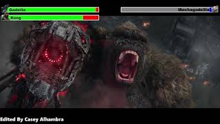 Godzilla \& Kong vs. Mechagodzilla with healthbars