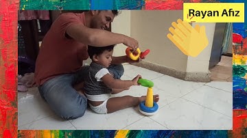 Rayan playing sorting game | One Year kid sorting the rings