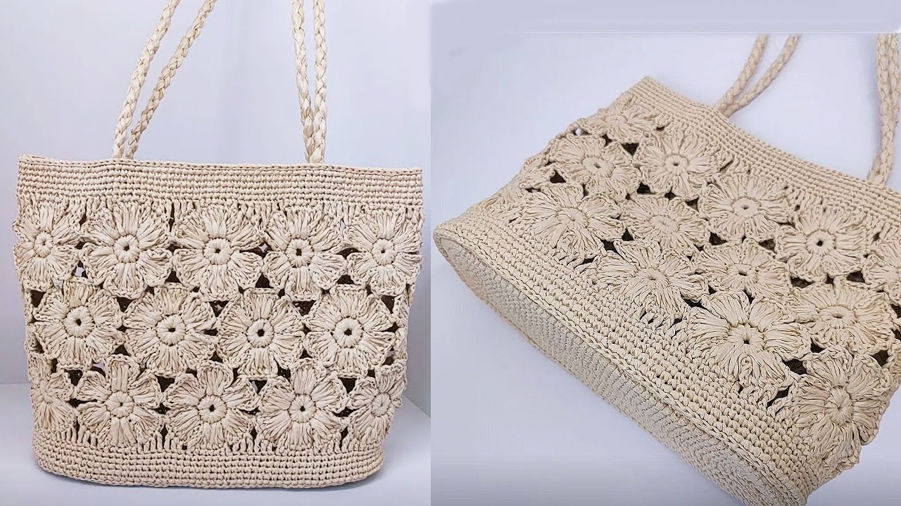 30 Flowers, One Bag | Easy Crochet Flower Purse with Raffia Yarn